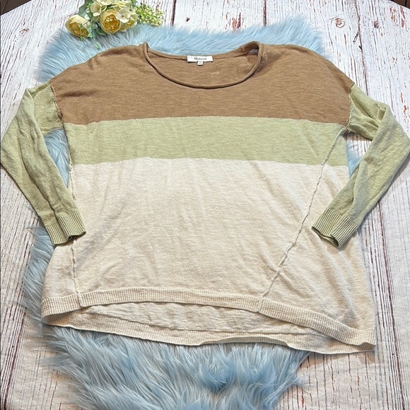 Madewell Palmdale Pullover Sweater in Color Block Stripe sz XS - Picture 1 of 9